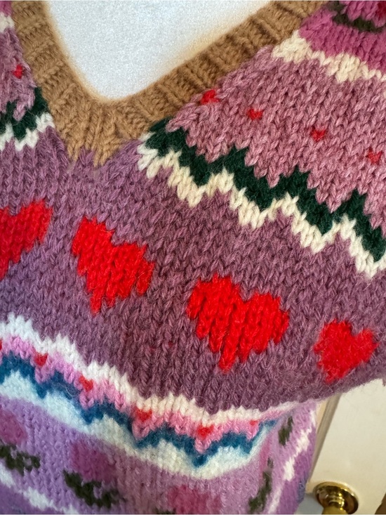 Unbranded/Handmade Sweaters - Cozy Lavender V-Neck Sweater vest  folklore motif handmade wool